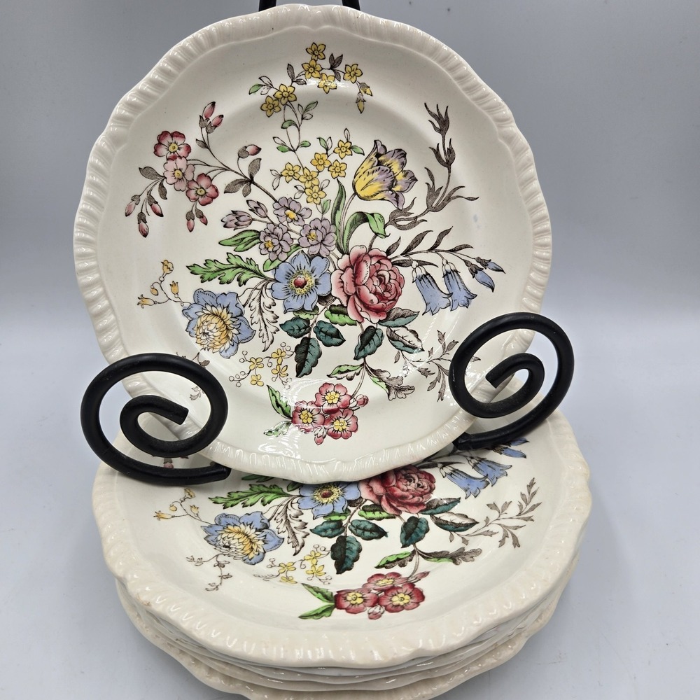 6 Vtg Copeland Spode Romney Pattern Salad Plates 7.5" 1940s Grandmacore‎ Cottage